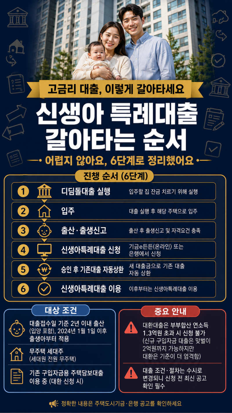 신생아 특례대출 갈아타는 방법, 소득·한도·금리우대까지 총정리 (2026년 기준)