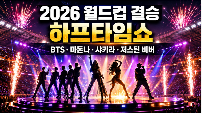 2026 월드컵 결승 하프타임쇼 몇 시?｜BTS·마돈나·샤키라·저스틴 비버 출연진