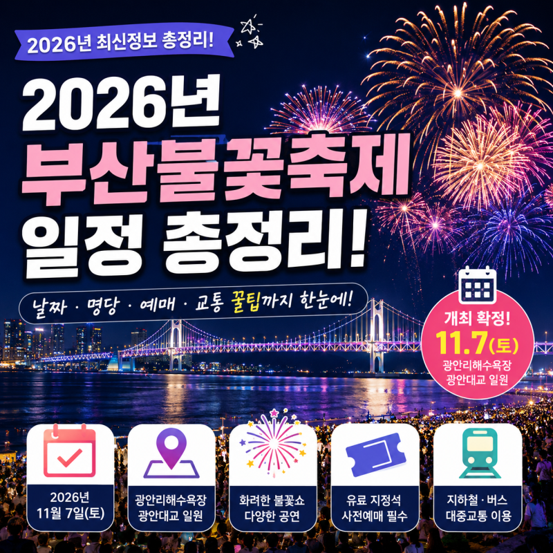 2026년 부산불꽃축제 일정 총정리 ! 날짜, 명당, 교통, 예매 꿀팁 한눈에