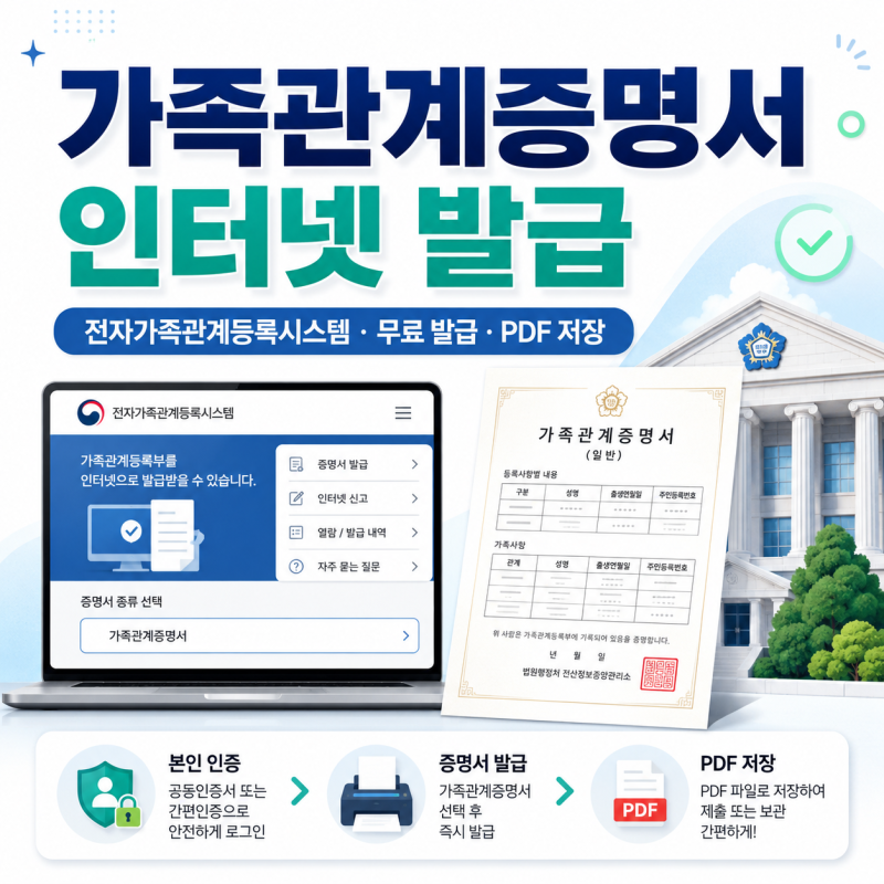 가족관계증명서 인터넷 발급 방법일반·상세·특정 차이와 PDF 저장까지