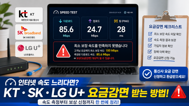 KT·SK·LG 인터넷 속도 미달 시 보상 가능할까? 품질측정 기준 정리
