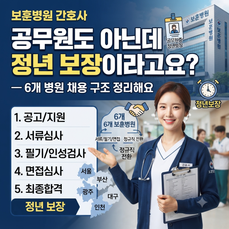 보훈병원 간호사, 공무원도 아닌데 정년 보장이라고요? — 6개 병원 채용 구조 정리해요