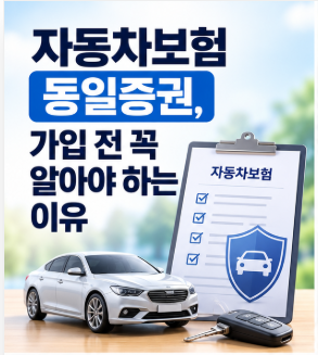 자동차보험 동일증권, 가입 전 꼭 알아야 하는 이유