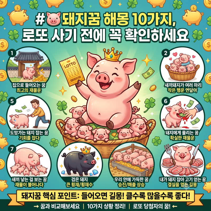 "돼지꿈 해몽 10가지, 로또 사기 전에 꼭 확인하세요"