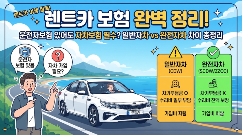 렌트카 보험 완벽 정리! 운전자보험 있어도 자차보험 가입해야 할까? 일반자차 vs 완전자차 ....