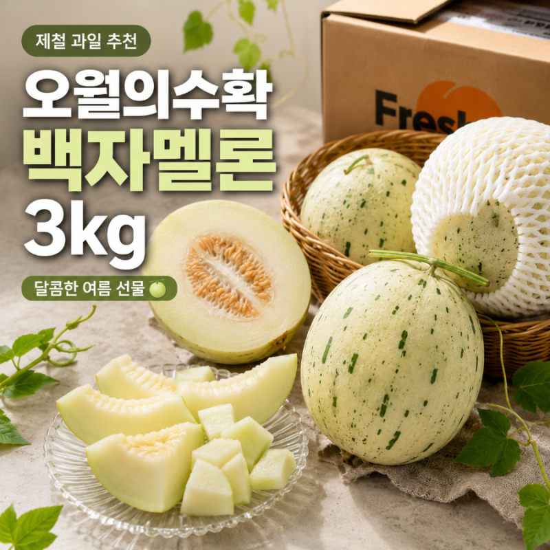 [백자멜론추천] 오월의수확 백자멜론 3kg 여름 제철 과일 선물 택배 솔직후기(로얄과 꿀맛 가....