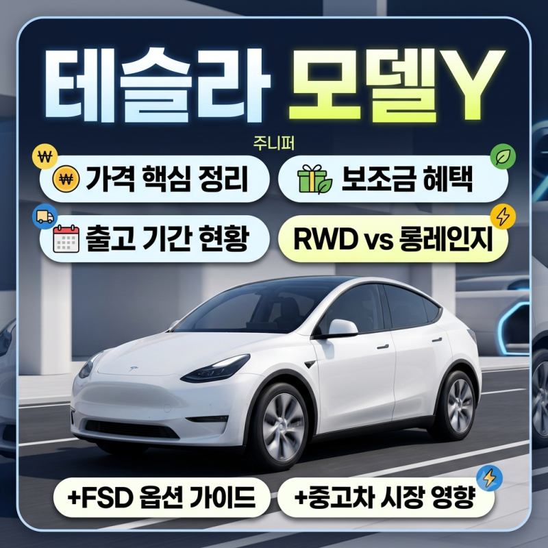 테슬라 모델y 주니퍼 가격, 차이, 보조금, 출고기간 총정리(+rwd, fsd, 중고)