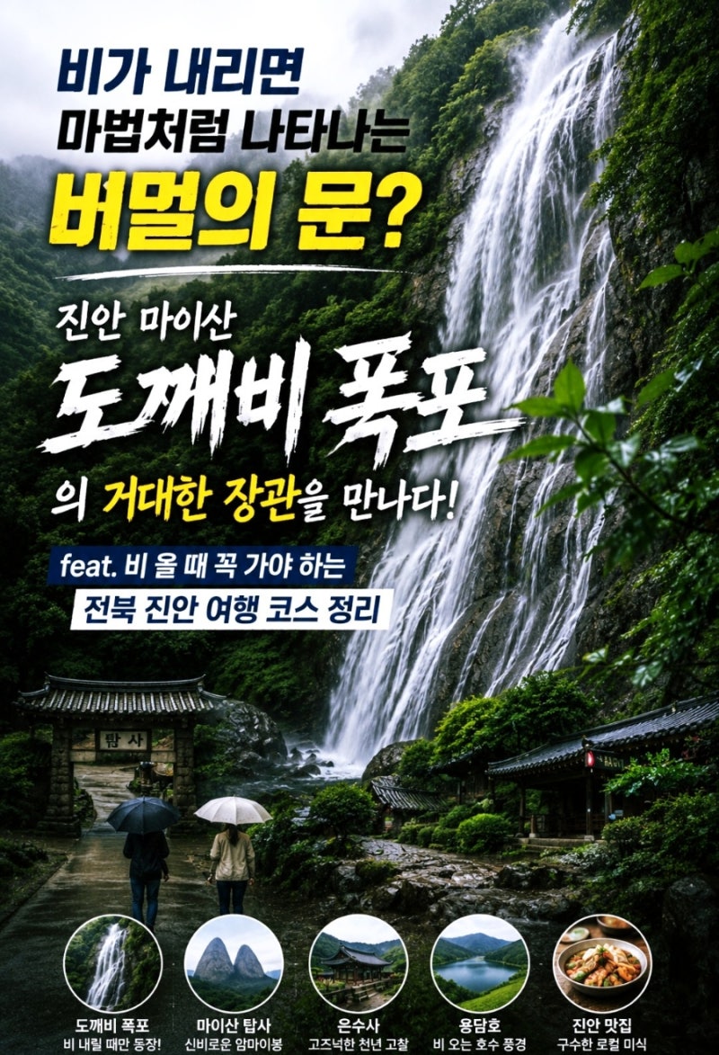[유영환 작가] 비가 내리면 마법처럼 나타 나는 비밀의 문? 진안 마이산 '도깨비 폭포'의 거대....