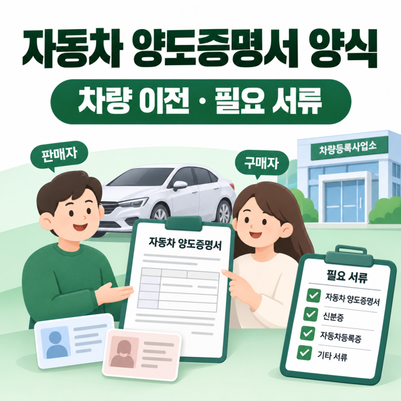 자동차 양도증명서 양식, 차량 이전 서류 준비