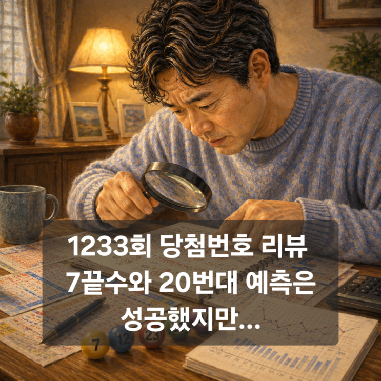 1233회 <b>로또당첨번호</b> 리뷰 및 <b>1234회</b> 예상 : 7끝수와 20번대... 