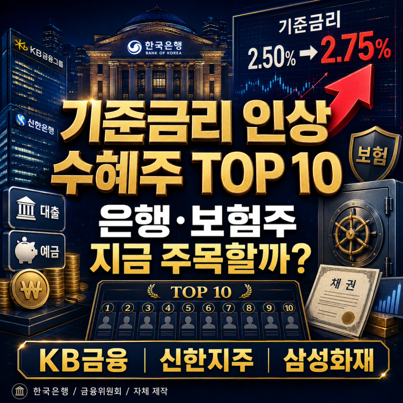 기준금리 인상 수혜주 TOP 10, 은행·보험주 지금 주목할 종목은?