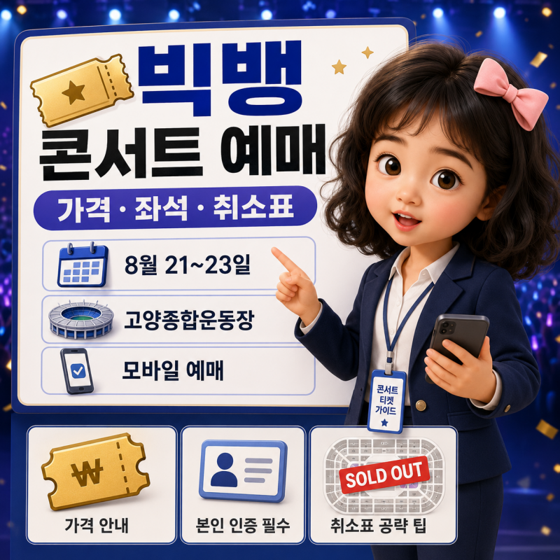 빅뱅 2026 고양 콘서트 일정·티켓 가격·좌석 총정리