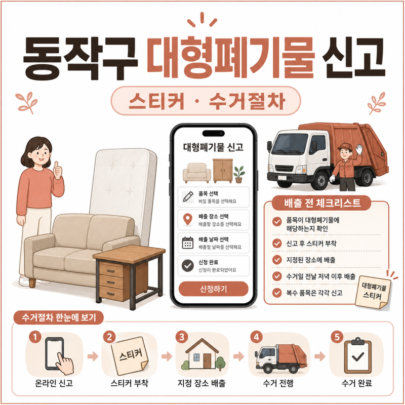 동작구 대형 폐기물 신고, 스티커와 수거절차 정리