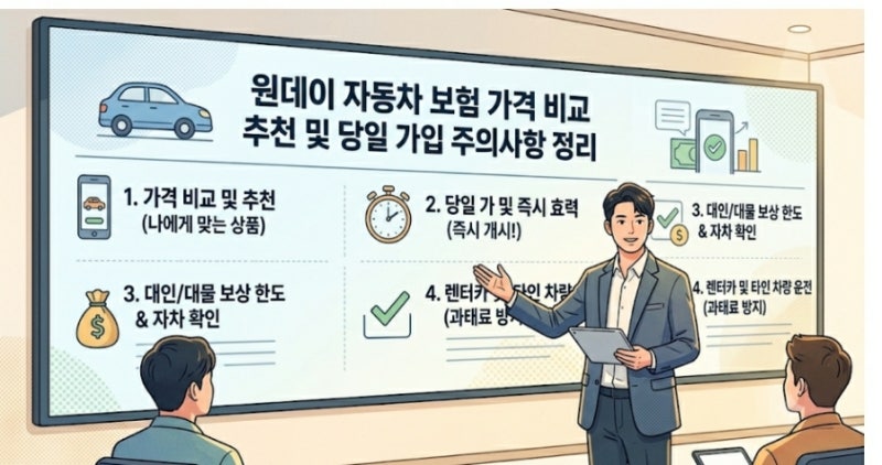 원데이 자동차 보험 가격 비교 추천 및 당일 가입 주의사항 정리