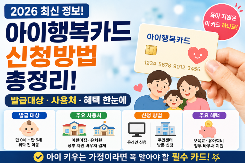 2026 아이행복카드 신청방법 총정리 | 발급대상·사용처·혜택 한눈에 (바우처 등록법)