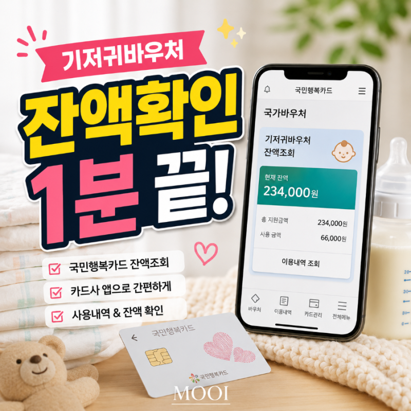 기저귀바우처 잔액확인방법! 국민행복카드 잔액 조회 1분이면 끝