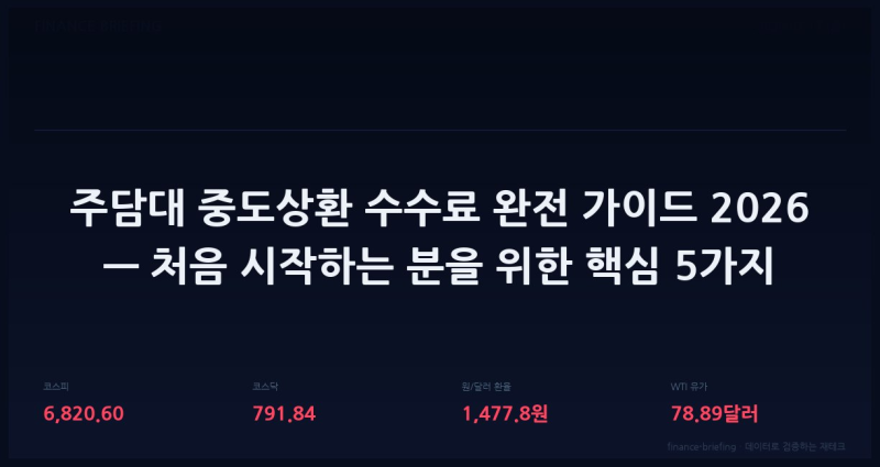 중도상환 수수료 완전 가이드 2026 — 처음 시작하는 분을 위한 핵심 5가지