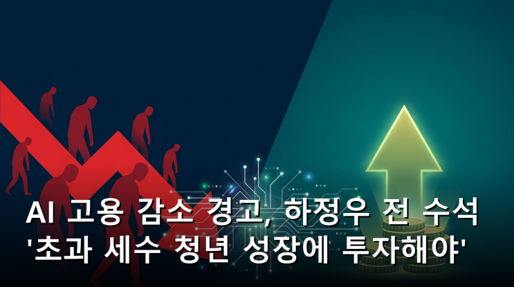 <b>AI 고용 감소</b> 경고, <b>하정우</b> 전 수석 '초과 세수 청년 성장에... 