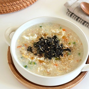 10분 완성 간단한 아침밥, 오트밀 야채 계란죽 끓이는법