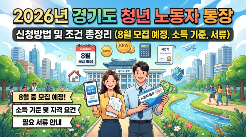 2026년 경기도 청년 노동자 통장 신청방법 및 조건 총정리 (8월 모집 예정, 소득 기준, 서류)