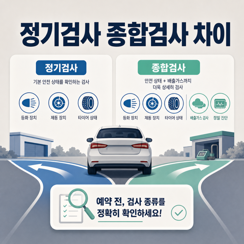 자동차 정기검사 종합검사 차이, 예약 전에 내 차 종류 확인법