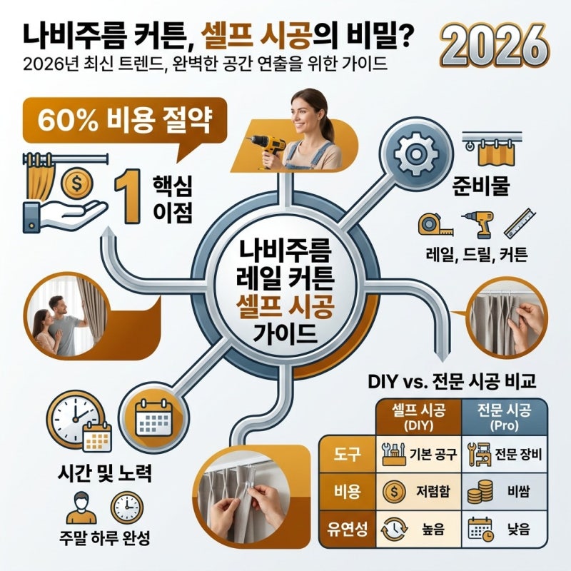 나비주름 레일 커튼 셀프 시공 vs 맞춤 제작 업체, 비용과 난이도 선택 기준