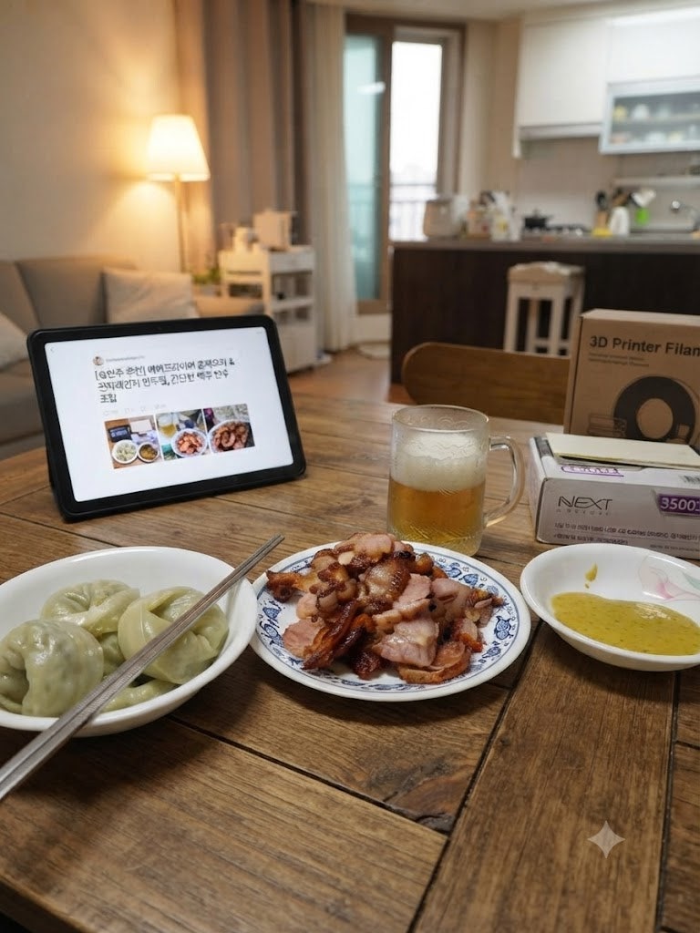 [술안주 추천] 에어프라이어 훈제오리 & 전자레인지 만두찜, 간단한 맥주 안주 조합