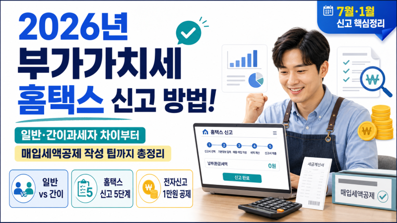 2026년 부가가치세 홈택스 신고 방법! 일반 간이 과세자 차이부터 매입세액공제 작성 팁까지 ....