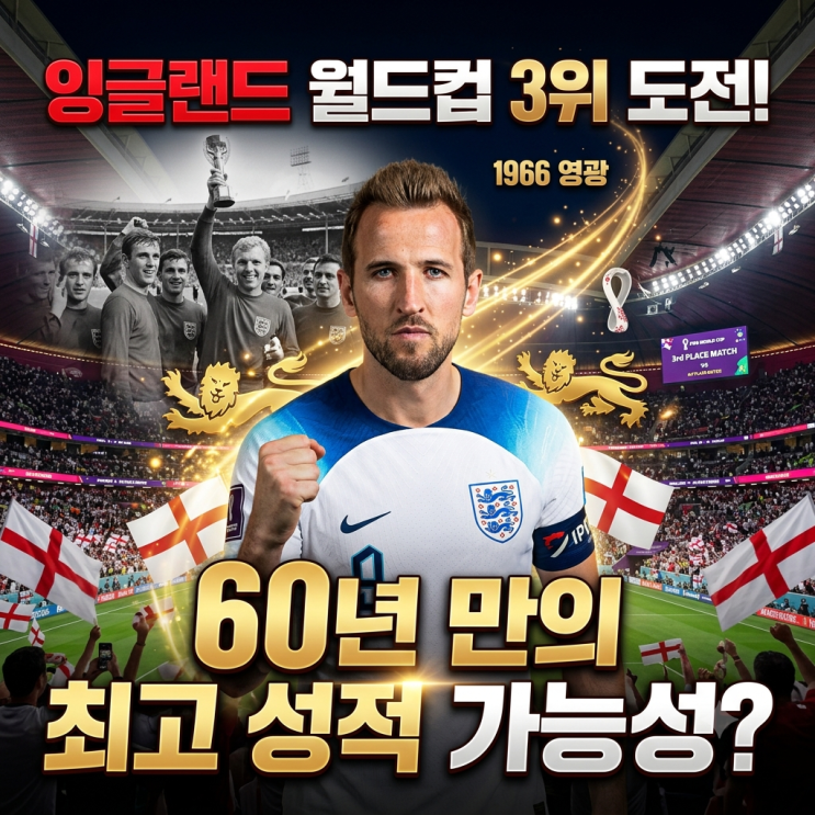 <b>잉글랜드</b> 월드컵 <b>3위</b> 도전, 60년 만의 최고 성적 가능성