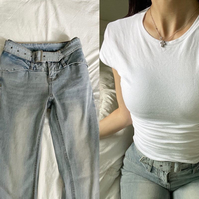 역대급 핏 카인다미 골반볼륨업 청바지 후기 (ft. 자라 티셔츠)
