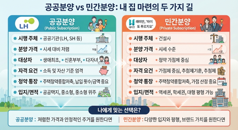 공공분양과 민간분양 차이 총정리! 청약 자격부터 당첨 방식까지