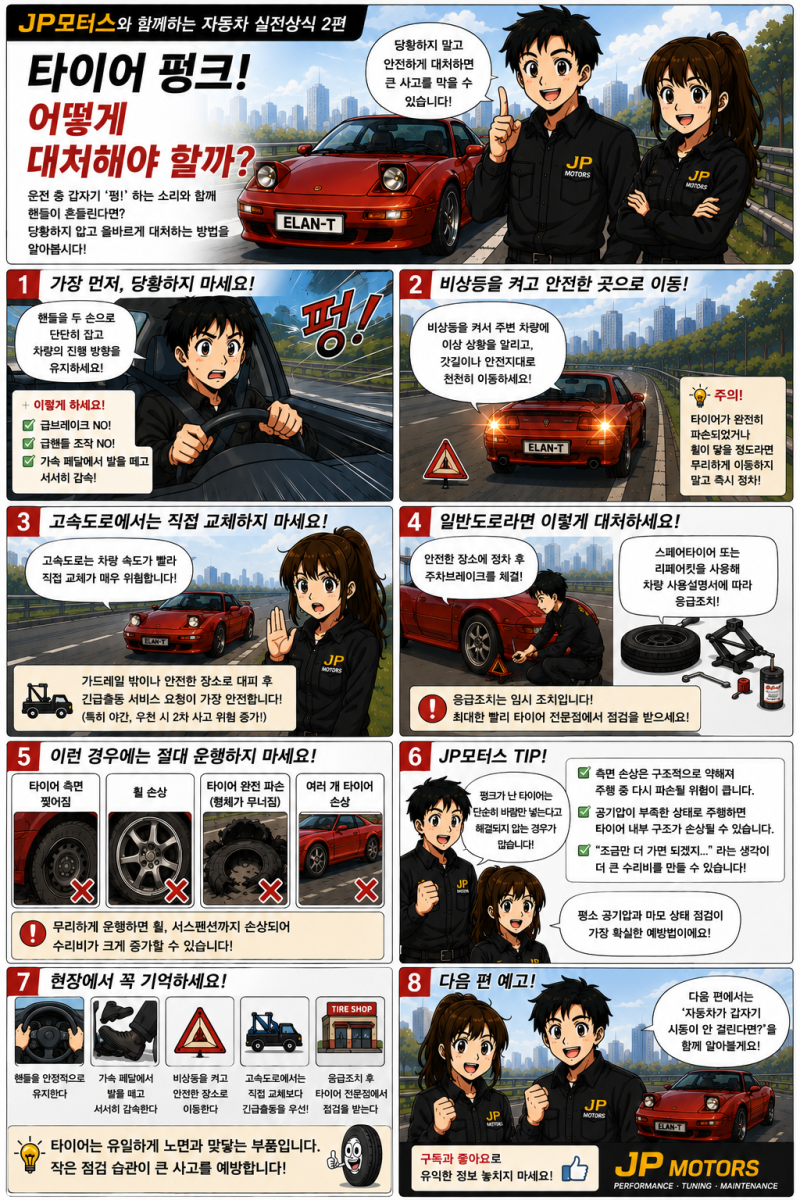 JP모터스와 함께하는 자동차 실전상식 2-타이어 펑크! 어떻게 대처해야 할까?