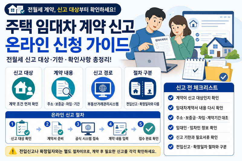 주택 임대차 계약 신고 방법｜전월세 신고 대상·기한·과태료 확인