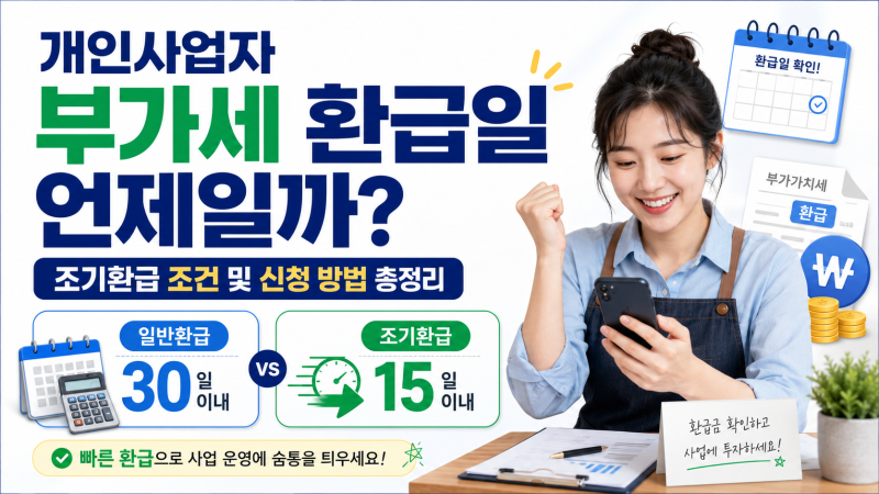 개인사업자 부가세 환급일 언제일까? 조기환급 조건 및 신청 방법 총정리