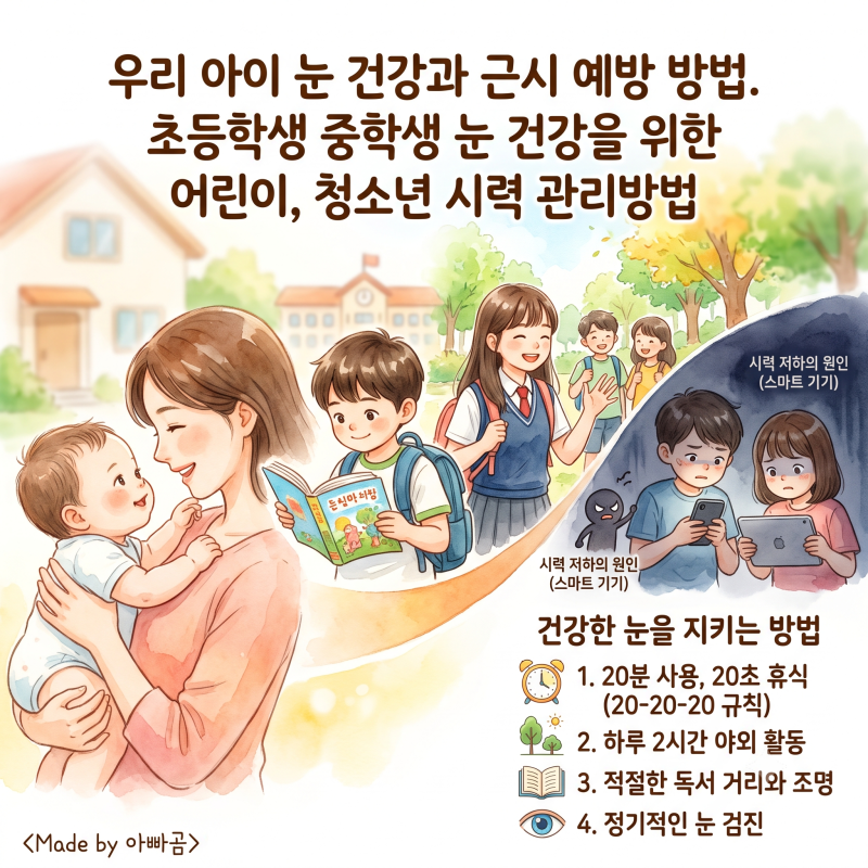 우리 아이 눈 건강과 근시 예방 방법. 초등학생 중학생 눈 건강을 위한 어린이, 청소년 시력 ....