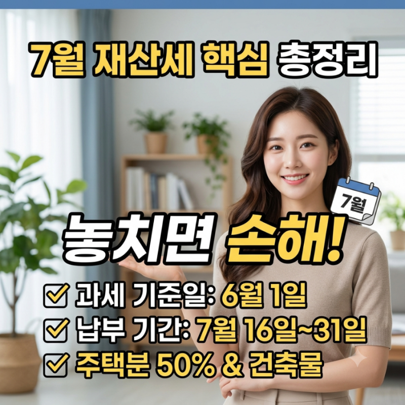 2026년 7월 재산세 납부 기간 및 계산 방법 총정리 (기준일, 9월 차이, 감면 팁)