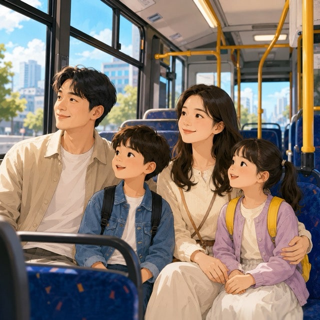 가족과 함께 버스 타는 꿈 해몽 - 버스 꿈