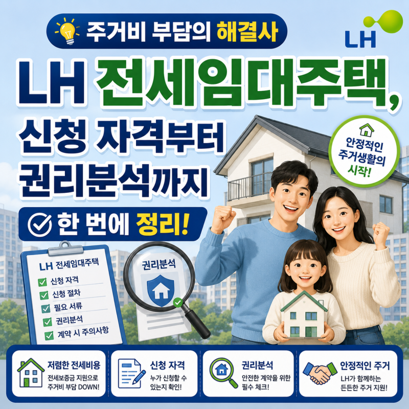 [주거비 부담의 해결사] LH 전세임대주택, 신청 자격부터 권리분석까지 한 번에 정리