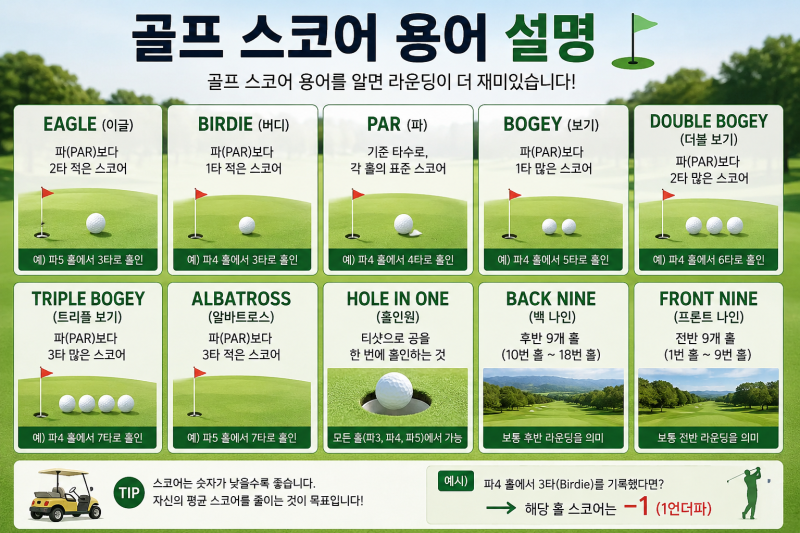 골프 스코어 용어 총정리! 파(Par)부터 알바트로스, 백돌이 탈출을 위한 스코어 계산법