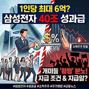 "1인당 최대 6억 준다는데" 삼성전자 40조 성과급 노사 합의 조건 및 지급일은?
