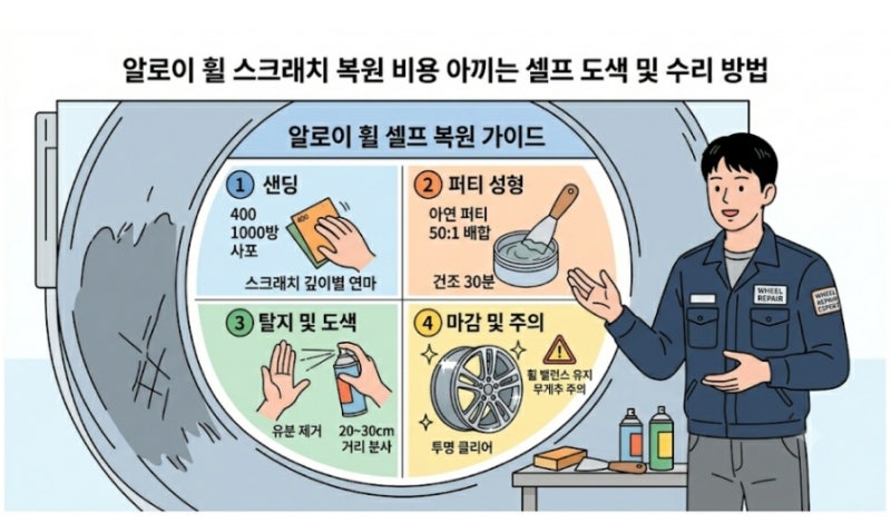 알로이 휠 스크래치 복원 비용 아끼는 셀프 도색 및 수리 방법