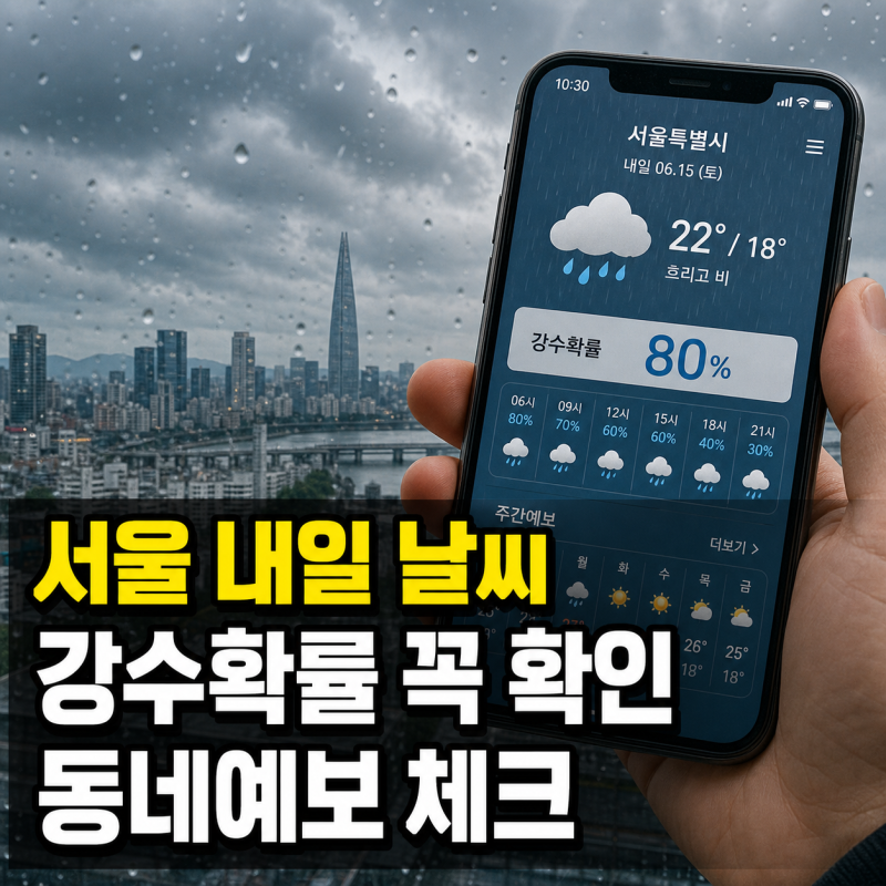 서울 내일 날씨예보 | 기상청 동네예보 강수확률 확인