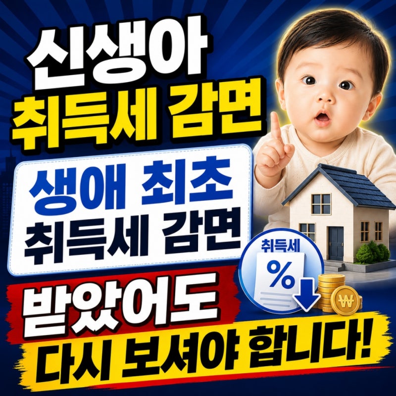 신생아 취득세 감면 - 생애 최초 취득세 감면받았어도 다시 보셔야 합니다