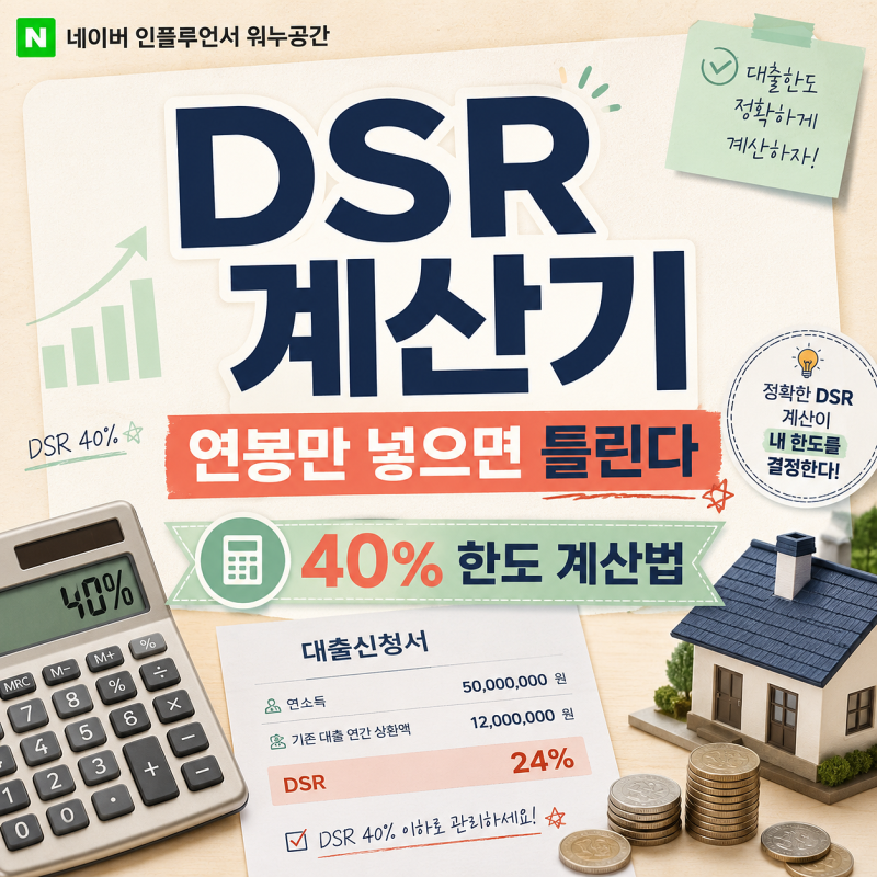 DSR 계산기 40% 한도 계산법, 연봉만 입력하면 틀리는 이유