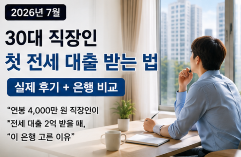 2026년 7월, 30대 직장인 첫 전세 대출 받는 법 (실제 후기 + 은행 비교)
