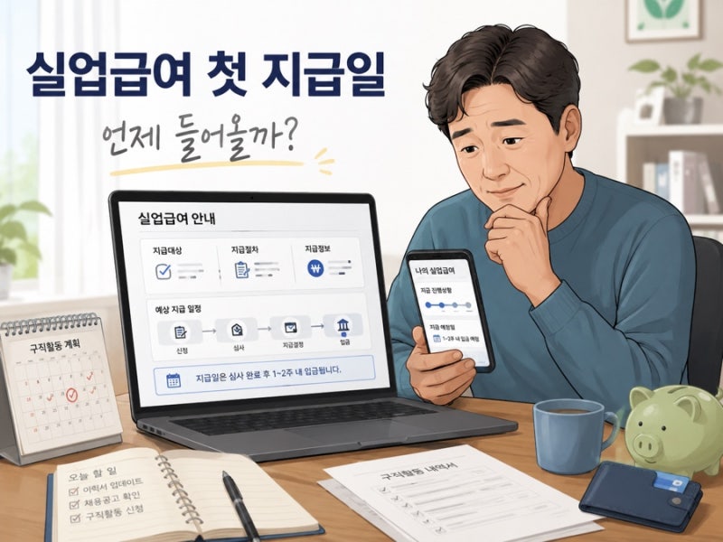 2026 실업급여 첫 지급일 언제? 1차 실업인정 후 입금액까지 정리