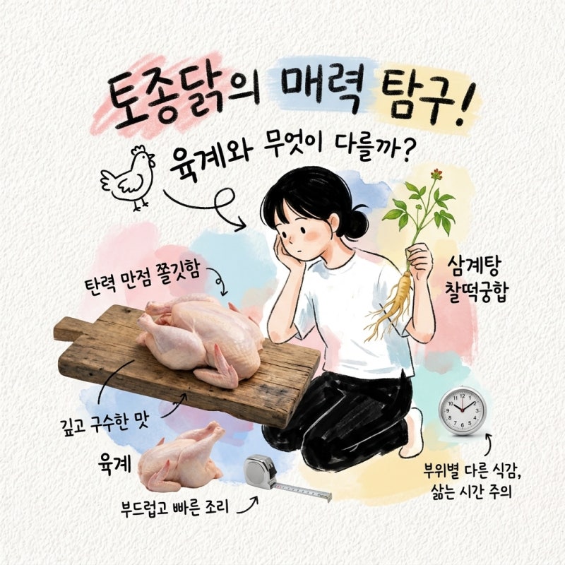 토종닭 효능 백숙 손질 부위 삶는시간 고르는법 육계차이 삼계탕용크기