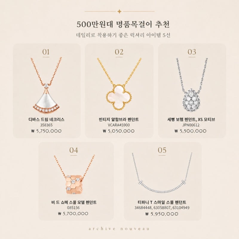 500만원을 쓰더라도 아깝지 않다는 명품 목걸이 5가지