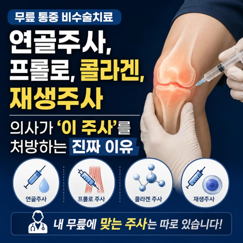 무릎 통증 비수술치료ㅣ연골주사, 재생, 프롤로, 콜라겐, 뼈주사까지! 의사가 처방하는 이유....