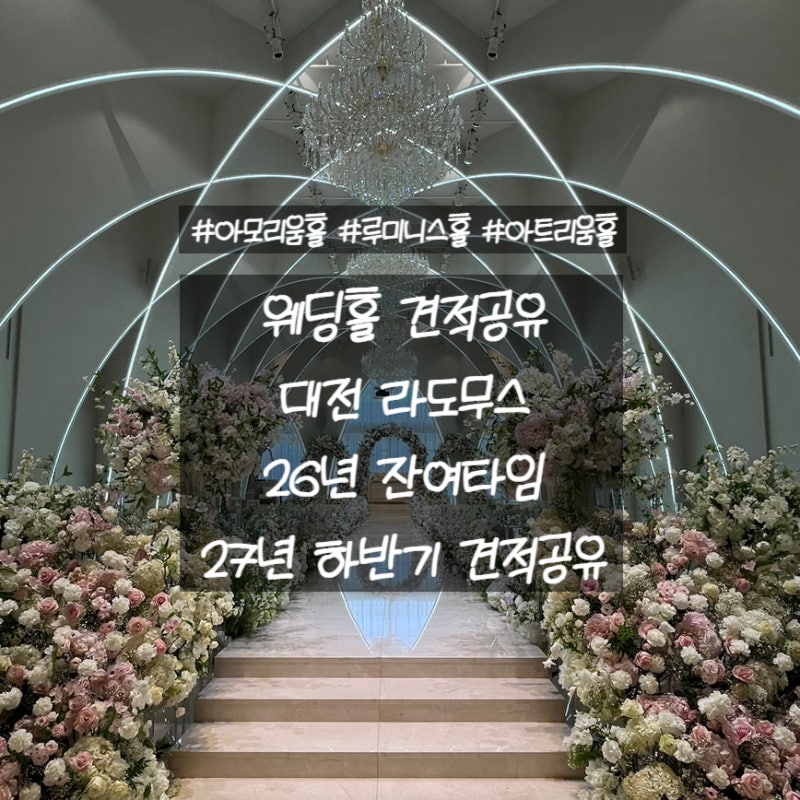 대전 라도무스 웨딩홀 투어 후기 아모리움, 루미니스, 아트리움홀 2026년 잔여타임, 2027년 하....